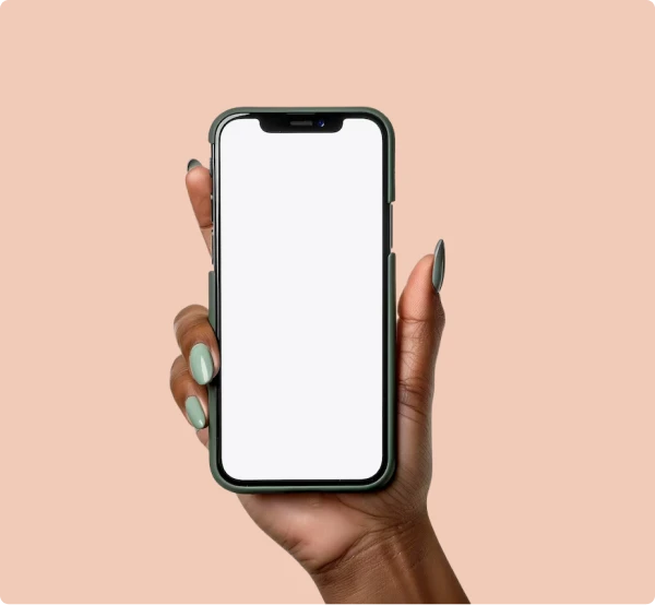 A hand holding a phone displaying the Sheire logo
